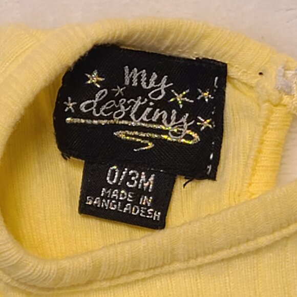 Yellow Ruffled Sleeve Baby Bodysuit 0-3M - Picture 2 of 10